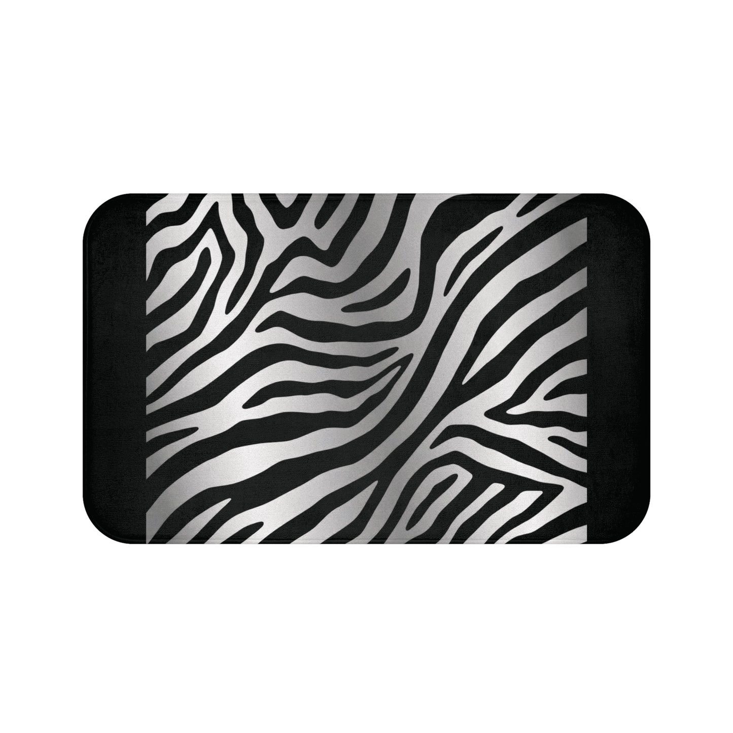 Stylish Zebra Print Bath Mat - Modern Bathroom Decor - Black Trim