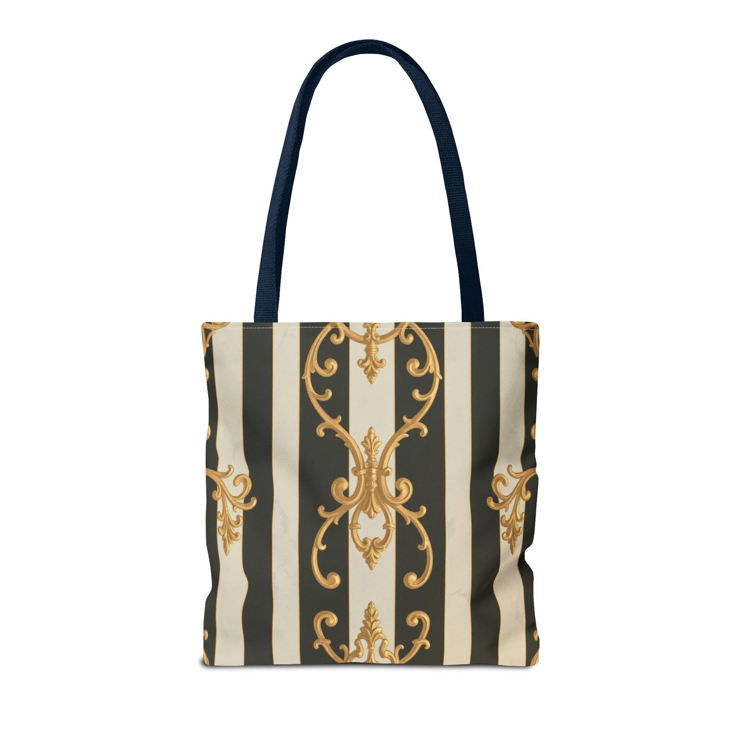 Elegant Black & Alabaster Striped Baroque Tote Bag, Stylish Shopping Bag, Fashion Accessory, Gift for Her, Reusable Bag, Perfect for Events