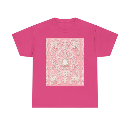Ornate Pink Rococo Tee — Vintage Decorative Pattern T‑Shirt
