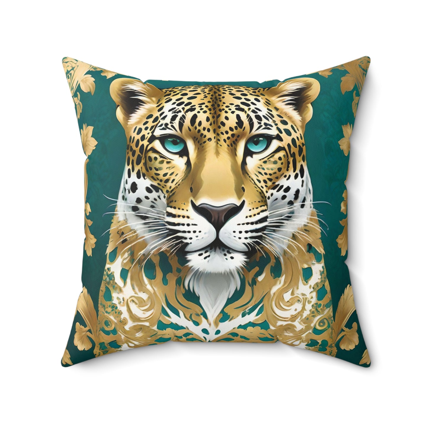 Luxurious Leopard Faux Suede Pillow | Bohemian Home Decor | Gold Leopard Print Cushion