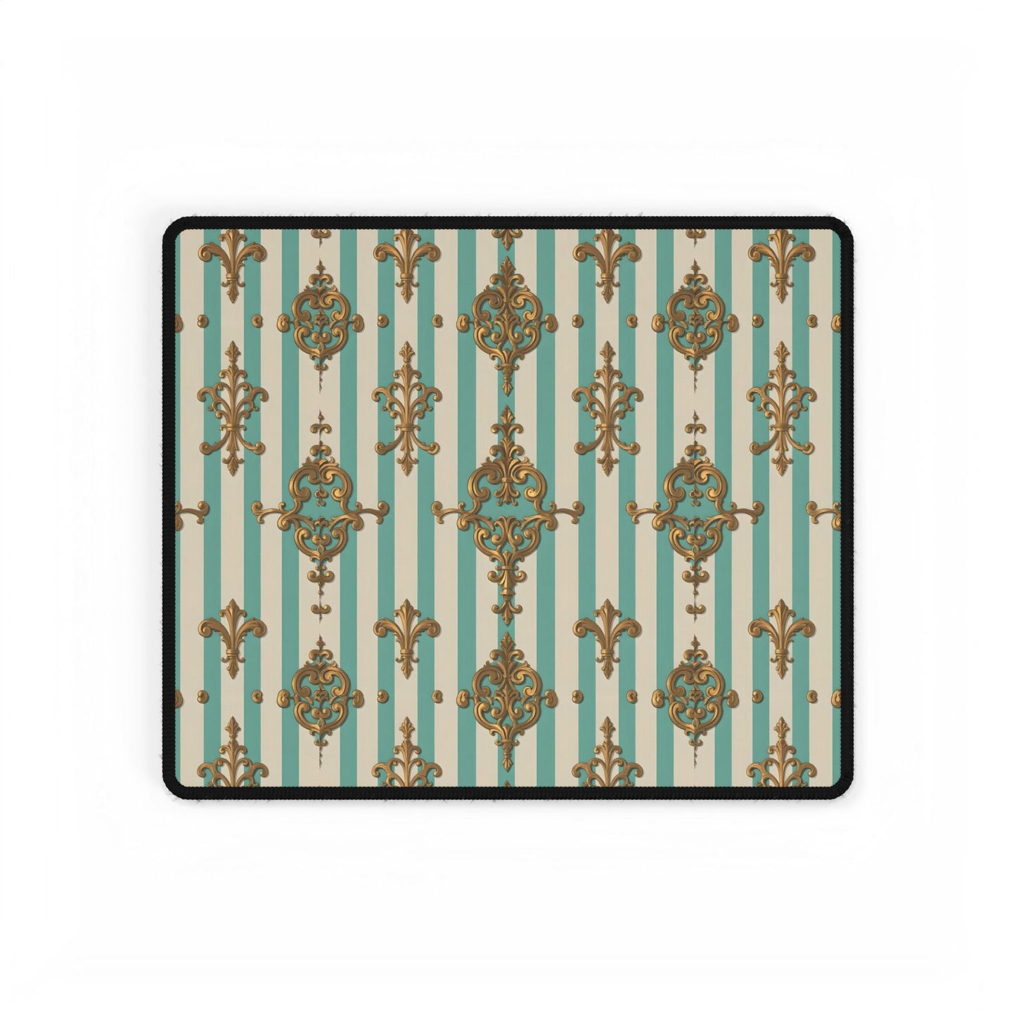 Elegant Desk Mats - Luxe Office Decor, Stylish Workspace Accessories, Personalized Desk Ideas - Matte Green Striped Rococo