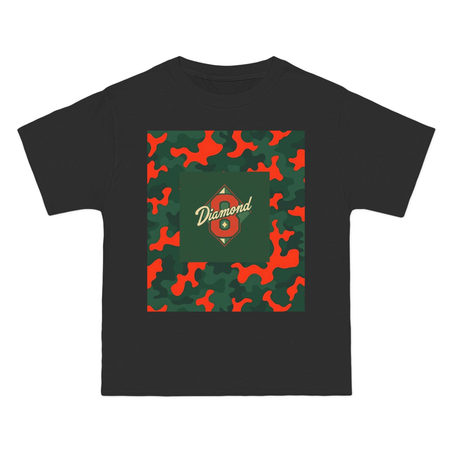 Camo Graphic Tee, Unisex, Trendy Streetwear, Stylish Summer Top, Perfect for Casual Outings - Green & Orange Camo Diamond 8