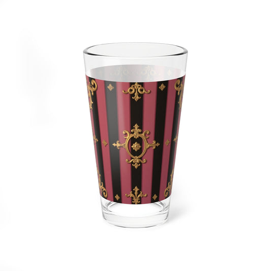 Vintage Black & Mauve Striped Gold Baroque Mixing Glass - 16oz Drinkware, Cocktail Glass, Elegant Barware, Home Decor, Gift for Him/Her