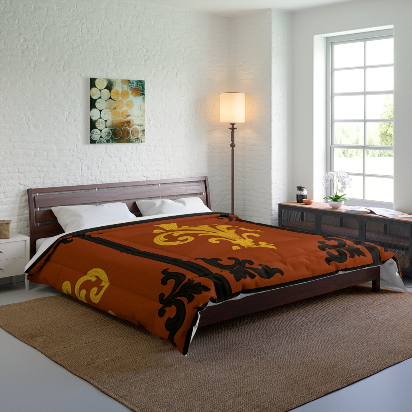 Dusk Terracotta Baroque Comforter — Dusk Terracotta & Gold Decorative Bedding