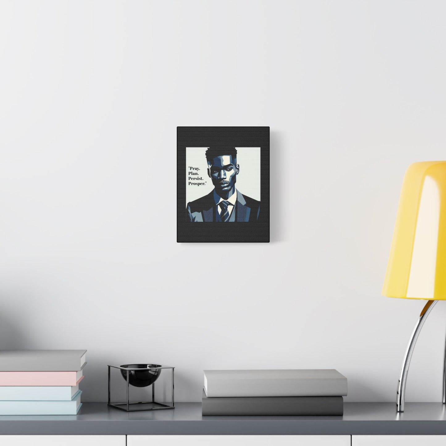 Afro Art Print Canvas, Wall Decor, Satin Stretched Canvas, African American Art, Office Decor, Home Decor - "Pray. Plan. Persist. Prosper."