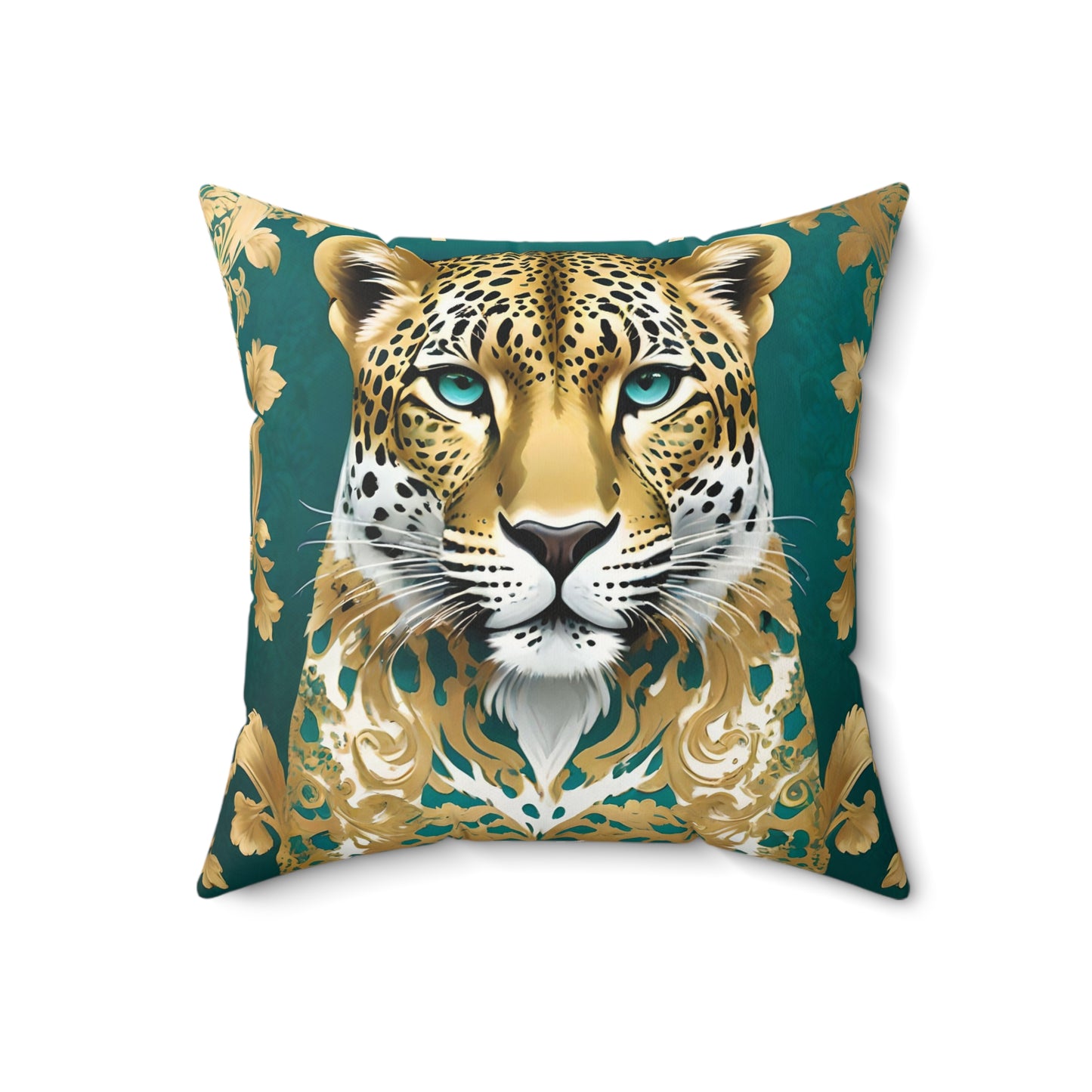 Luxurious Leopard Faux Suede Pillow | Bohemian Home Decor | Gold Leopard Print Cushion