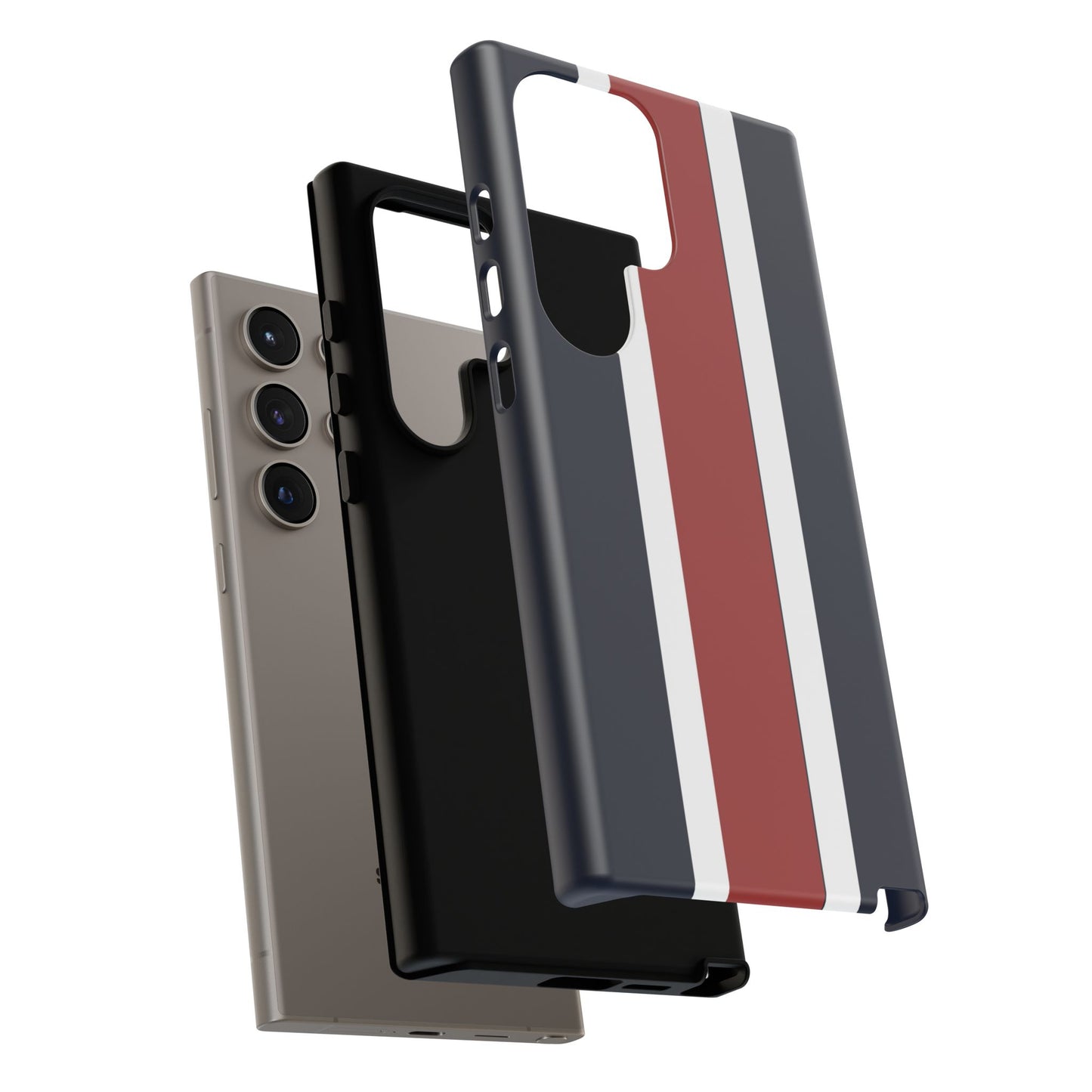 Lunar Midnight & Red-White Striped Stylish Phone Case - Tough Cases, Custom iPhone Cover, Sleek Phone Accessories, Gifts for Him/Her