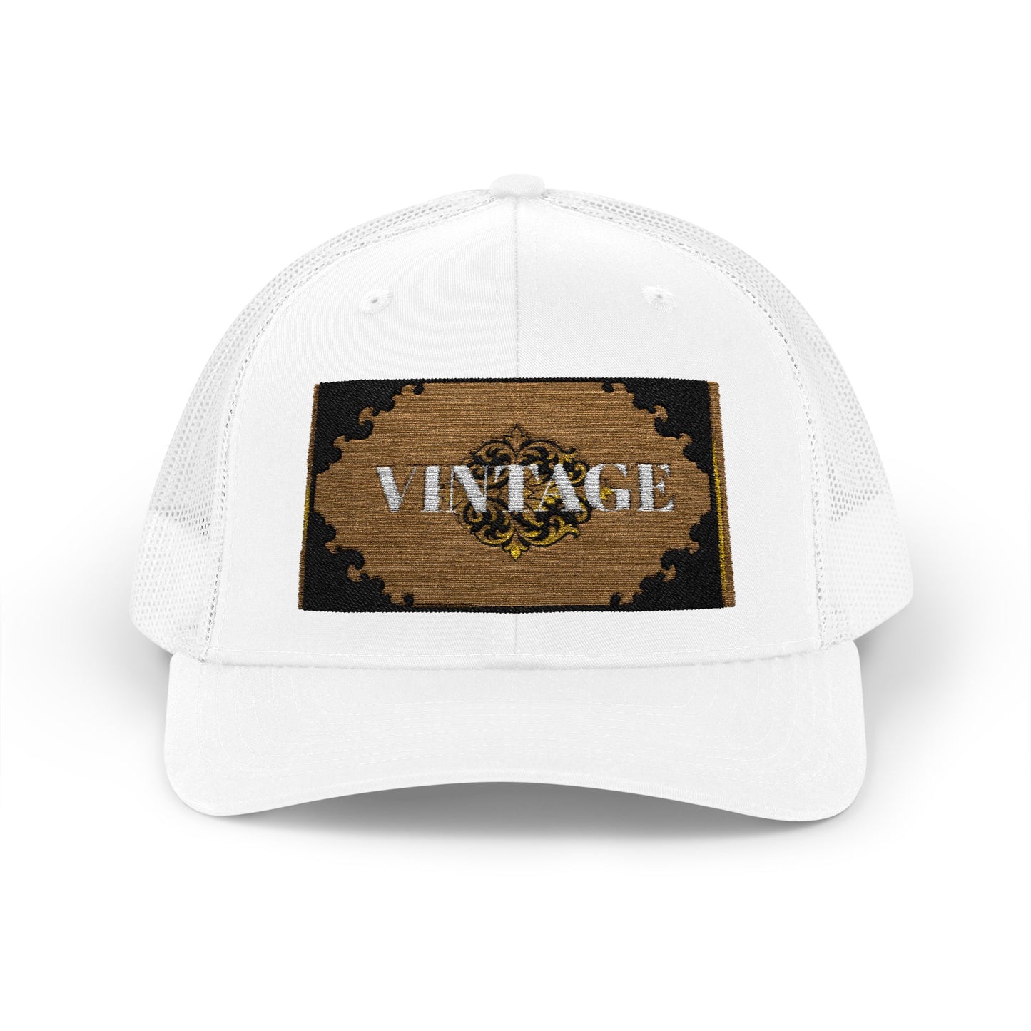 Mauve & Black-Gold Vintage Baroque Patch Trucker Cap