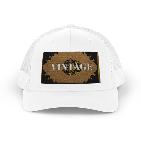 Mauve & Black-Gold Vintage Baroque Patch Trucker Cap
