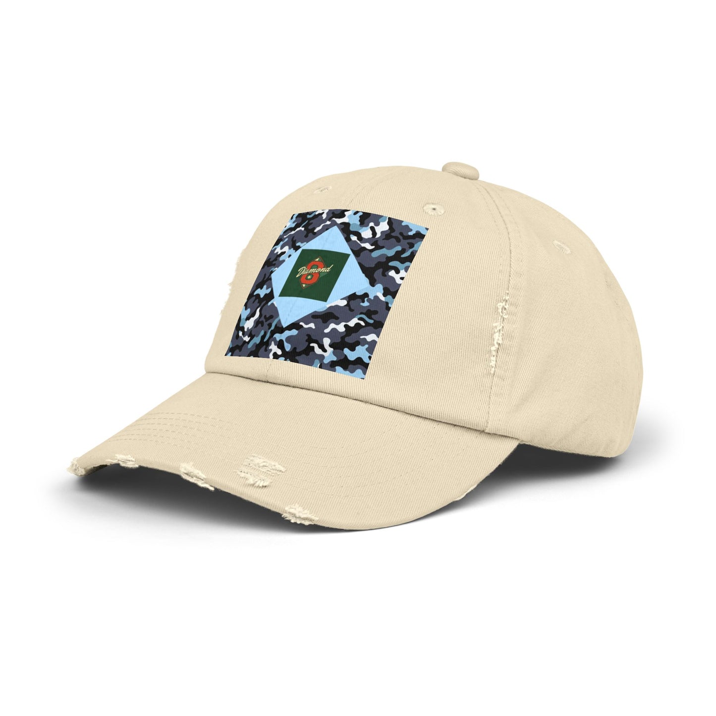 Camouflage Distressed Cap, Casual Hat, Outdoor Gear, Trendy Accessories, Gift for Him/Her - Diamond 8