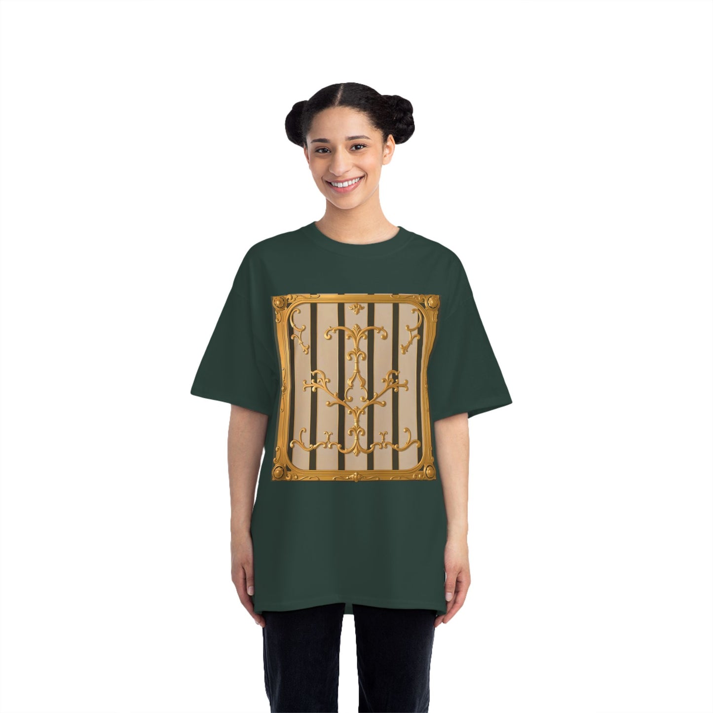 Beefy-T® Unisex Short-Sleeve T-Shirt - Beige Striped Gold Rococo