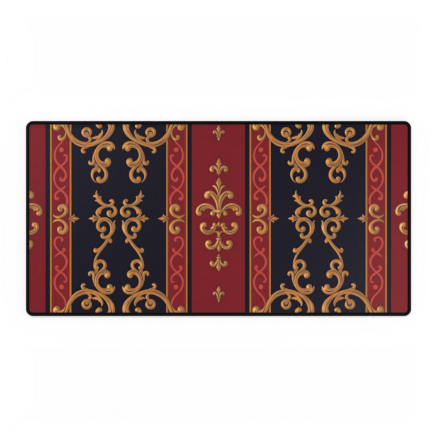Elegant Desk Mats for Home Office | Stylish Workstation Accessories, Office Decor, Gift for Students - Midnight Blue & Dusk Red Gold Baroque