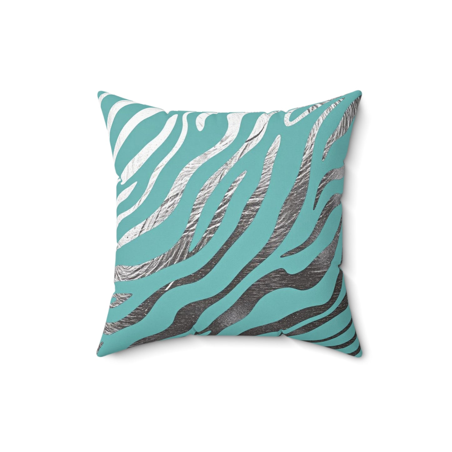 Aqua & Silver Zebra Print Throw Pillow