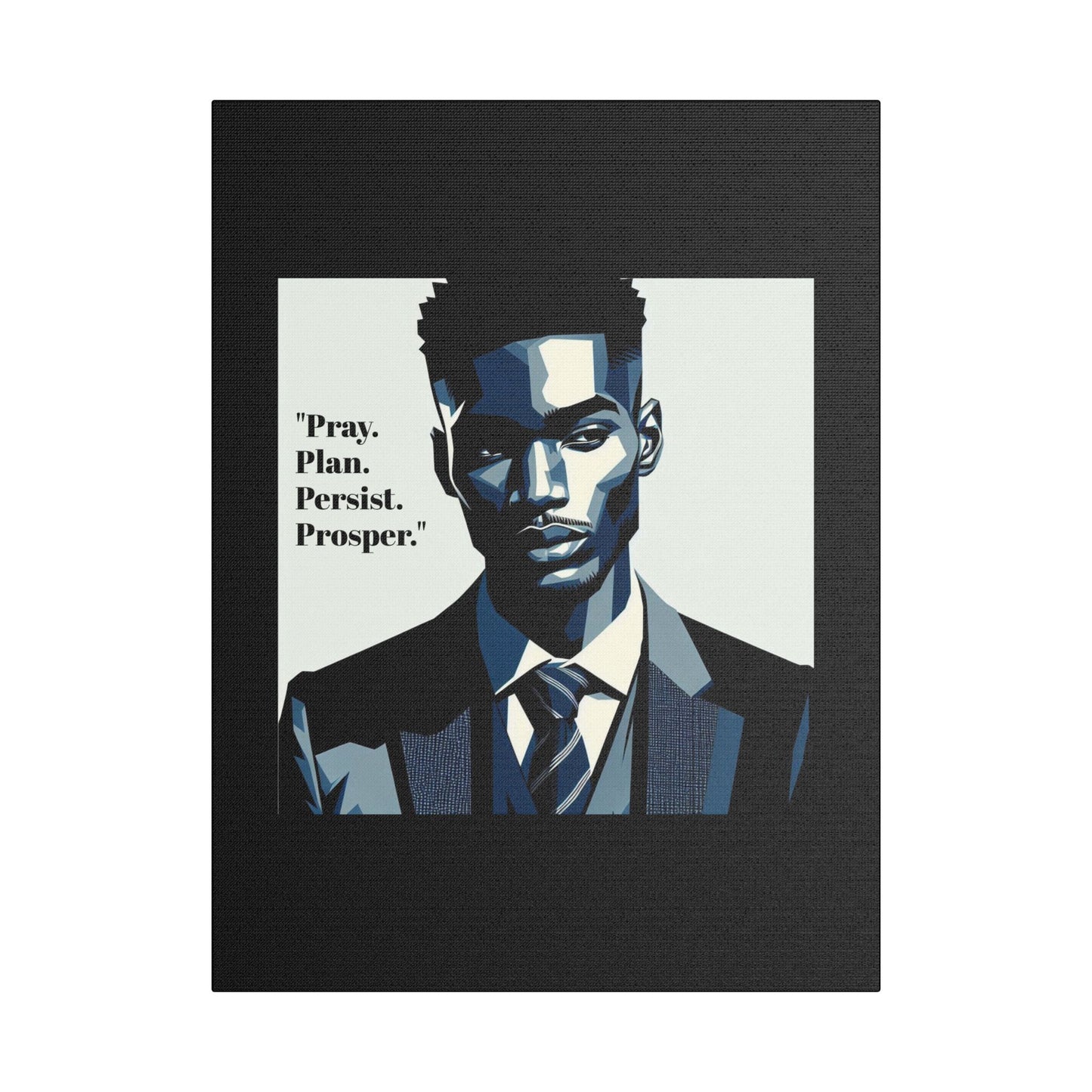 Afro Art Print Canvas, Wall Decor, Satin Stretched Canvas, African American Art, Office Decor, Home Decor - "Pray. Plan. Persist. Prosper."