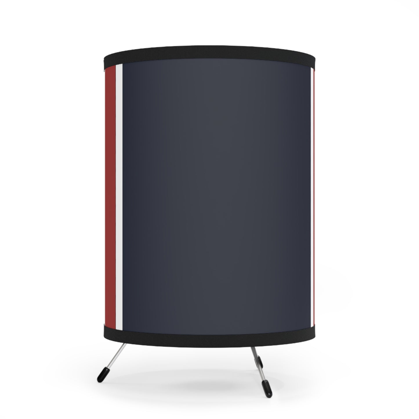 Lunar Midnight & Red-White Striped Stylish Tripod Lamp with High-Res Printed Shade | Modern Home Decor, Unique Lighting, Mid-Century Style