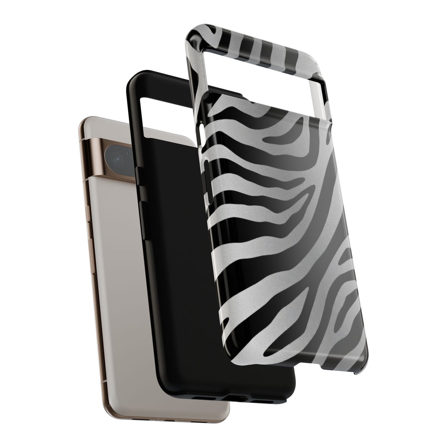 Zebra Print Tough Phone Case - Silver