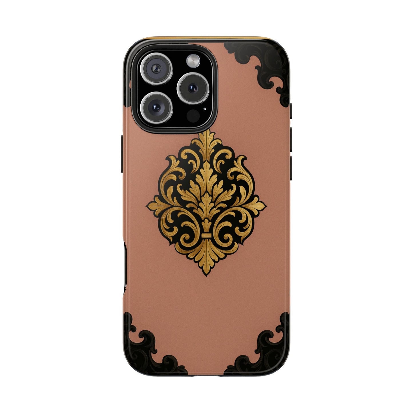 Mauve & Black-Gold Baroque Tough Phone Case — Ornate Protective iPhone Cover