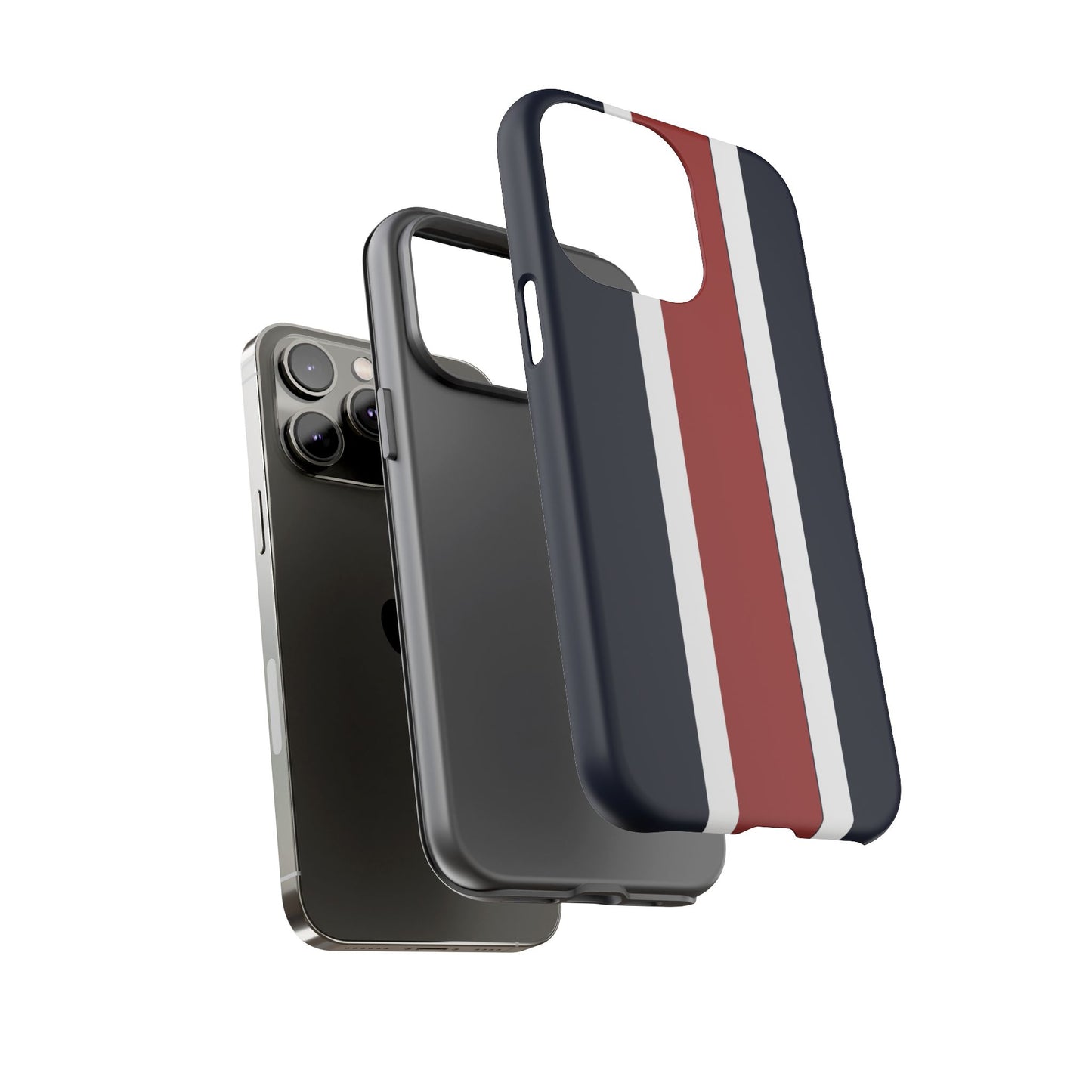 Lunar Midnight & Red-White Striped Stylish Phone Case - Tough Cases, Custom iPhone Cover, Sleek Phone Accessories, Gifts for Him/Her