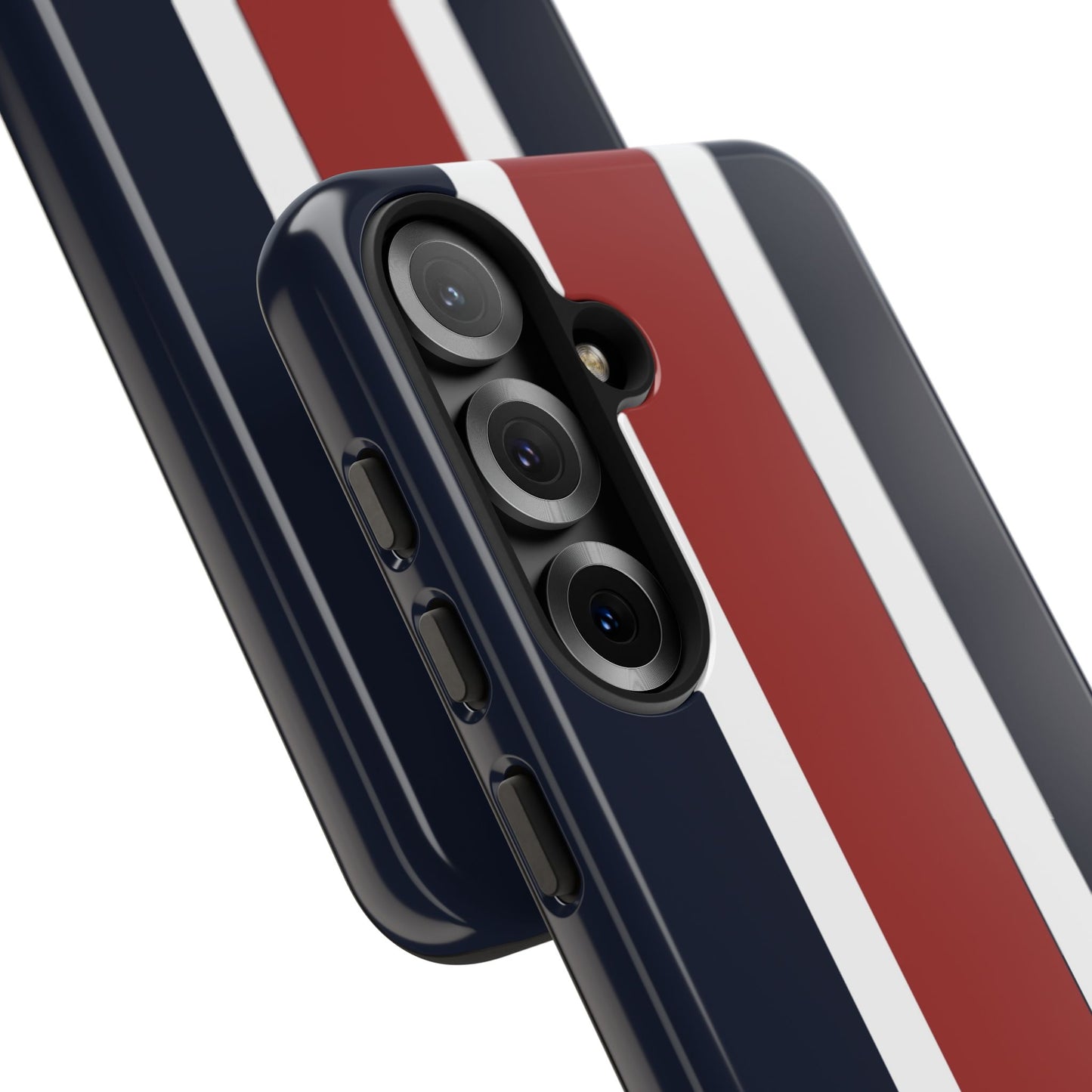 Lunar Midnight & Red-White Striped Stylish Phone Case - Tough Cases, Custom iPhone Cover, Sleek Phone Accessories, Gifts for Him/Her