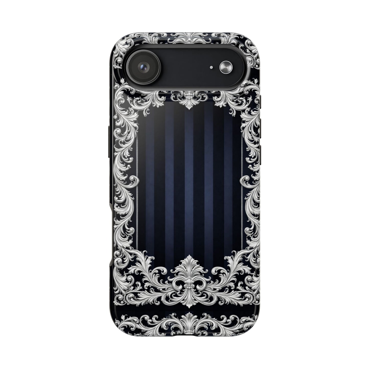 Navy Stripes & Baroque Tough Phone Case — Protective Decorative iPhone Case
