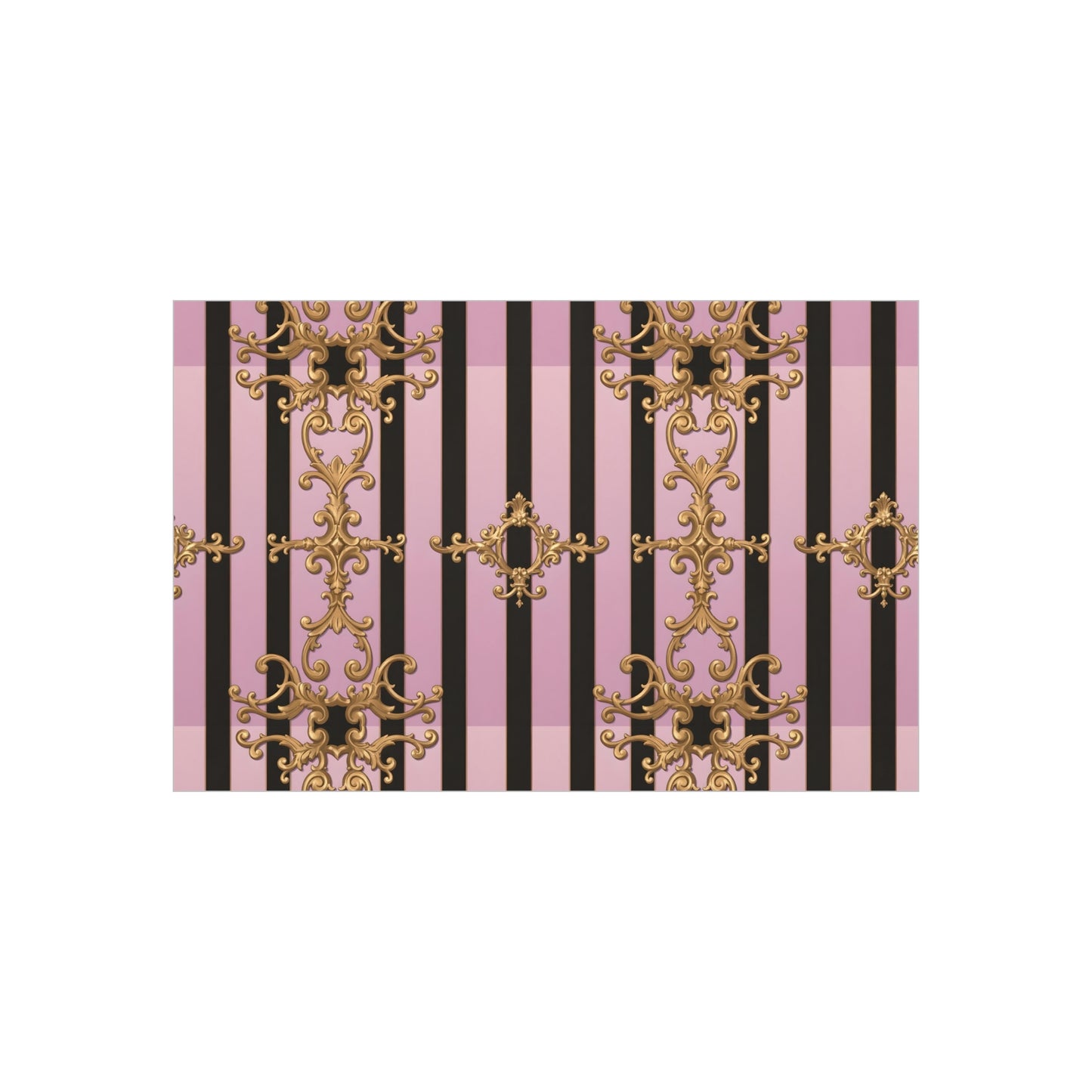 Elegant Decorative Foam Board | Wall Art, Home Decor, Office Accent, Gift Idea, Event Decoration - Lavender Ombre Striped Gold Baroque