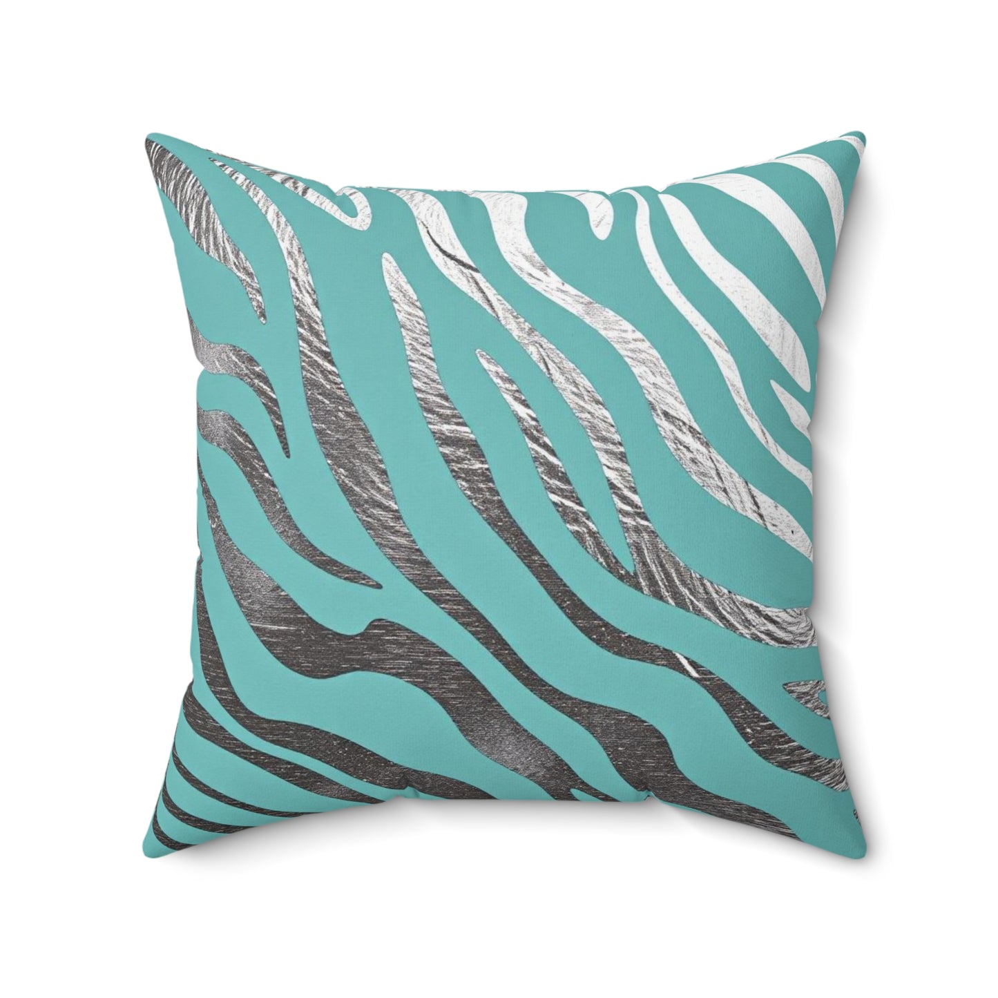 Aqua & Silver Zebra Print Throw Pillow