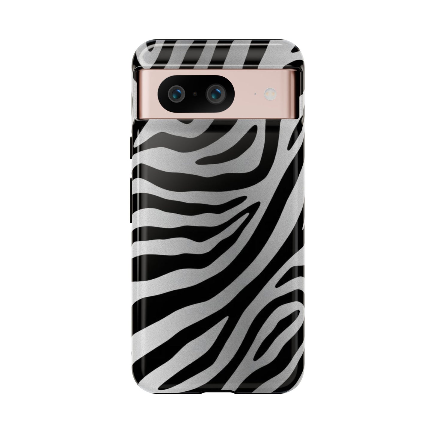 Zebra Print Tough Phone Case - Silver