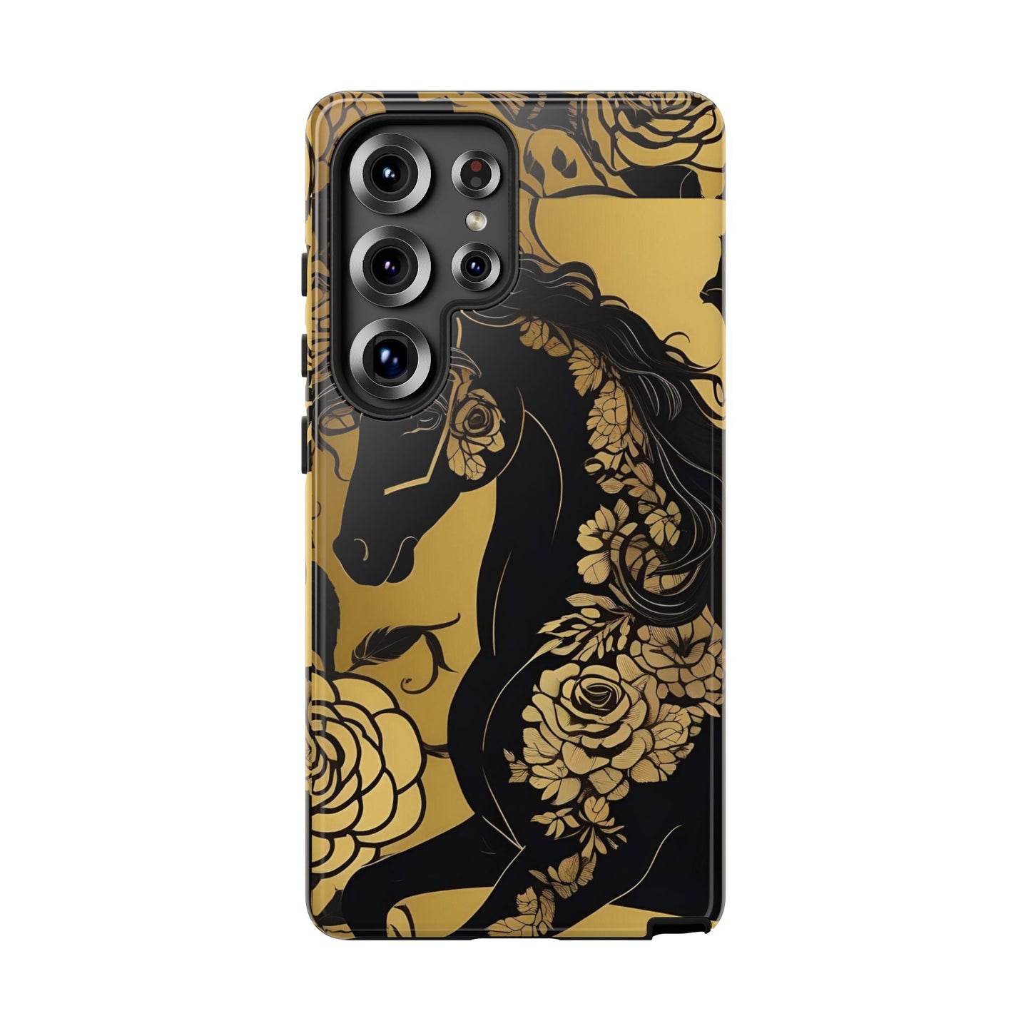Phone Case - Elegant Horse & Roses Design