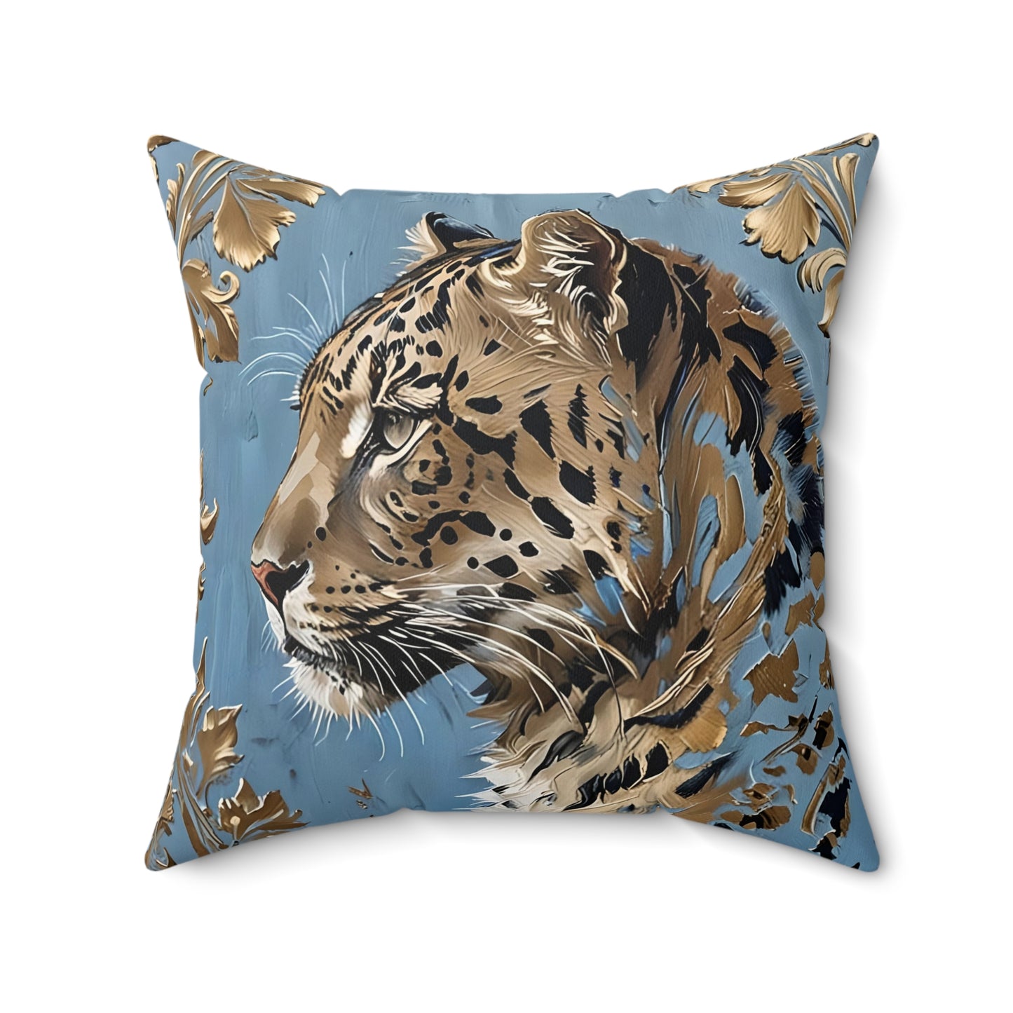 Elegant Leopard Faux Suede Pillow for Stylish Home Decor - Powder Blue