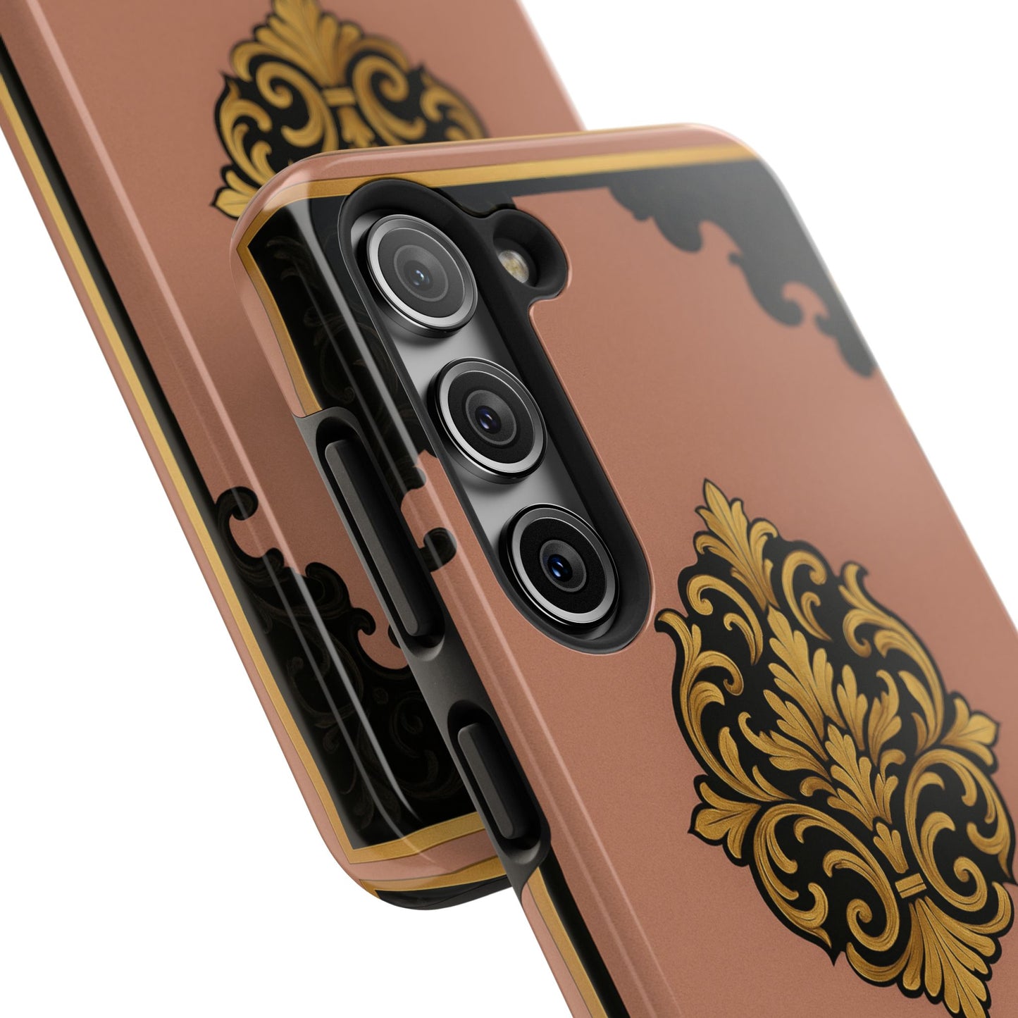 Mauve & Black-Gold Baroque Tough Phone Case — Ornate Protective iPhone Cover