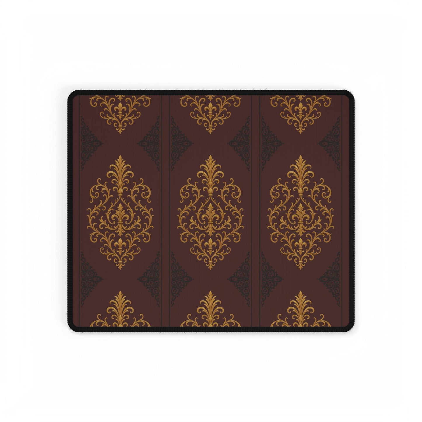 Dusk Burgundy-Black & Gold Baroque Desk Mat — Elegant Gold Baroque Mouse Pad