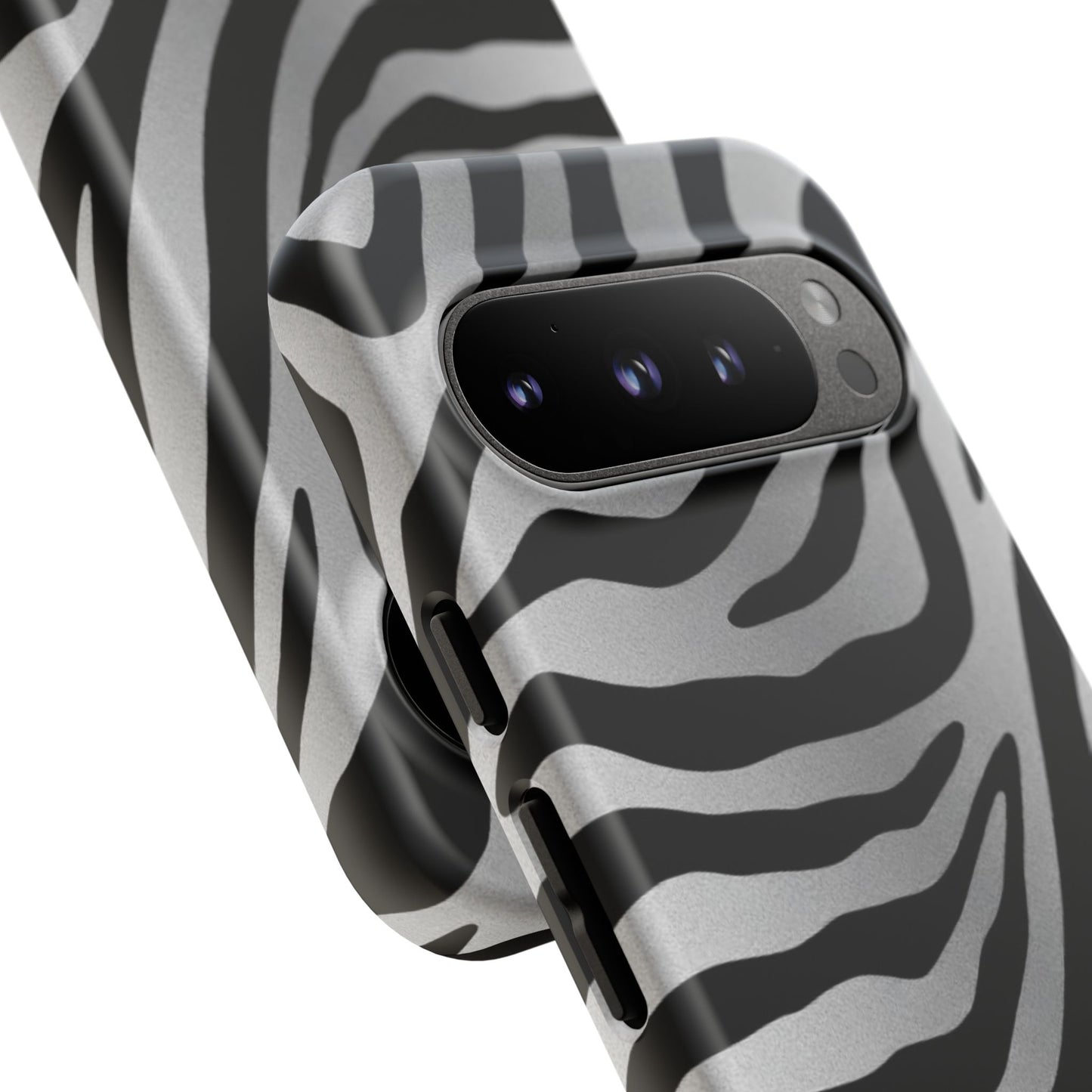 Zebra Print Tough Phone Case - Silver