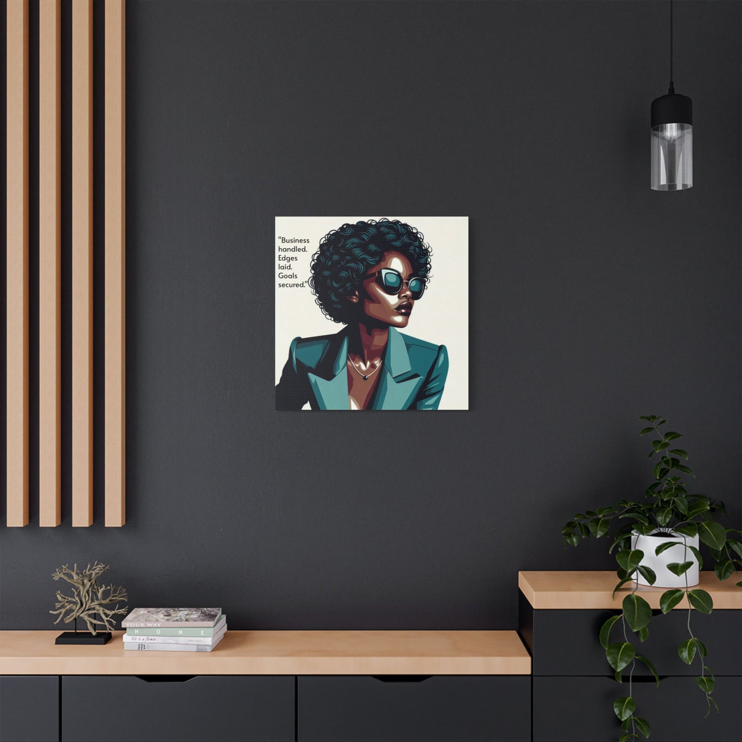 Afro Art Print Canvas, Wall Decor, Satin Stretched Canvas, African American Art, Office Decor, Home Decor - "Business handled."