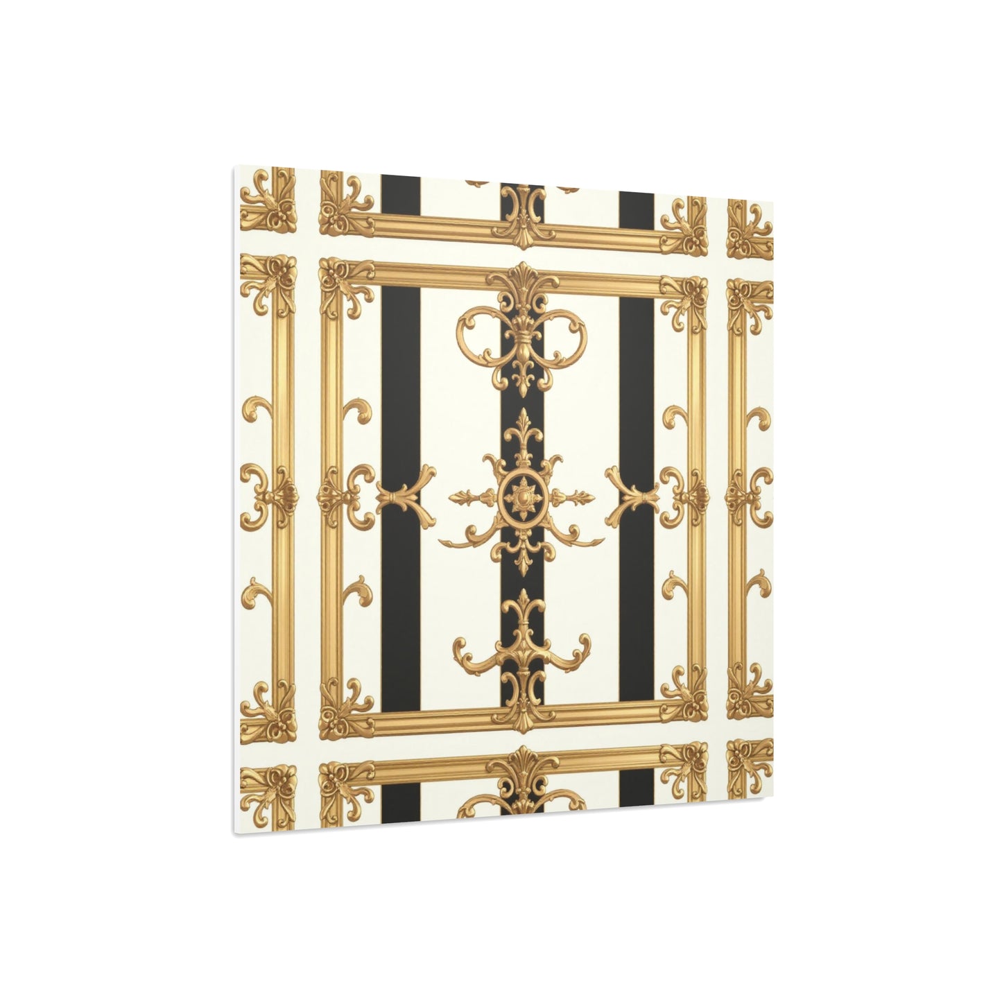 Elegant Foam Board Wall Art, Decorative Display, Home Decor, Office Decor, Visual Boards, Art Displays - Black & White Striped Gold Baroque