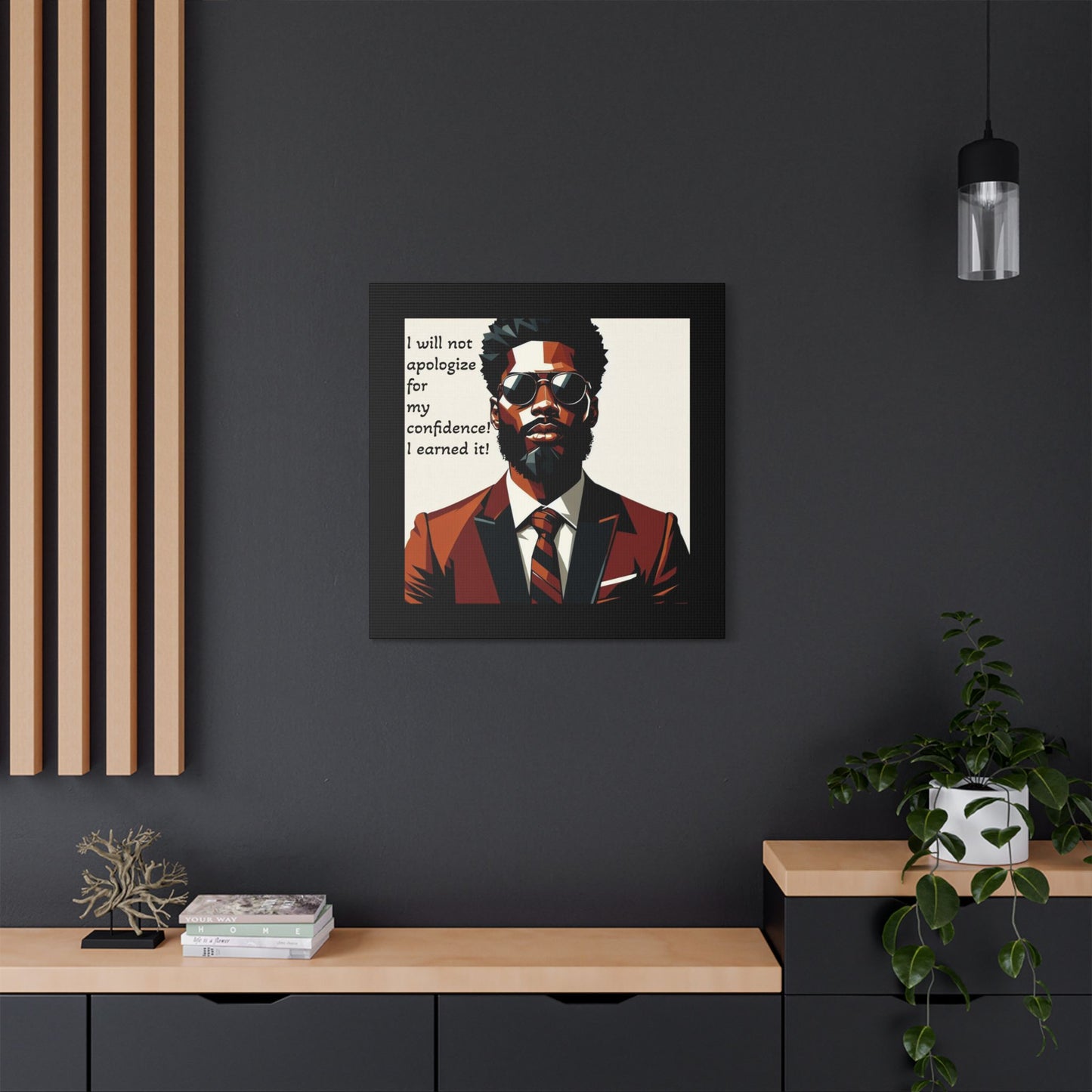 Afro Art Print Canvas, Wall Decor, Satin Stretched Canvas, African American Art, Office Decor, Home Decor - Confident Man In Suit