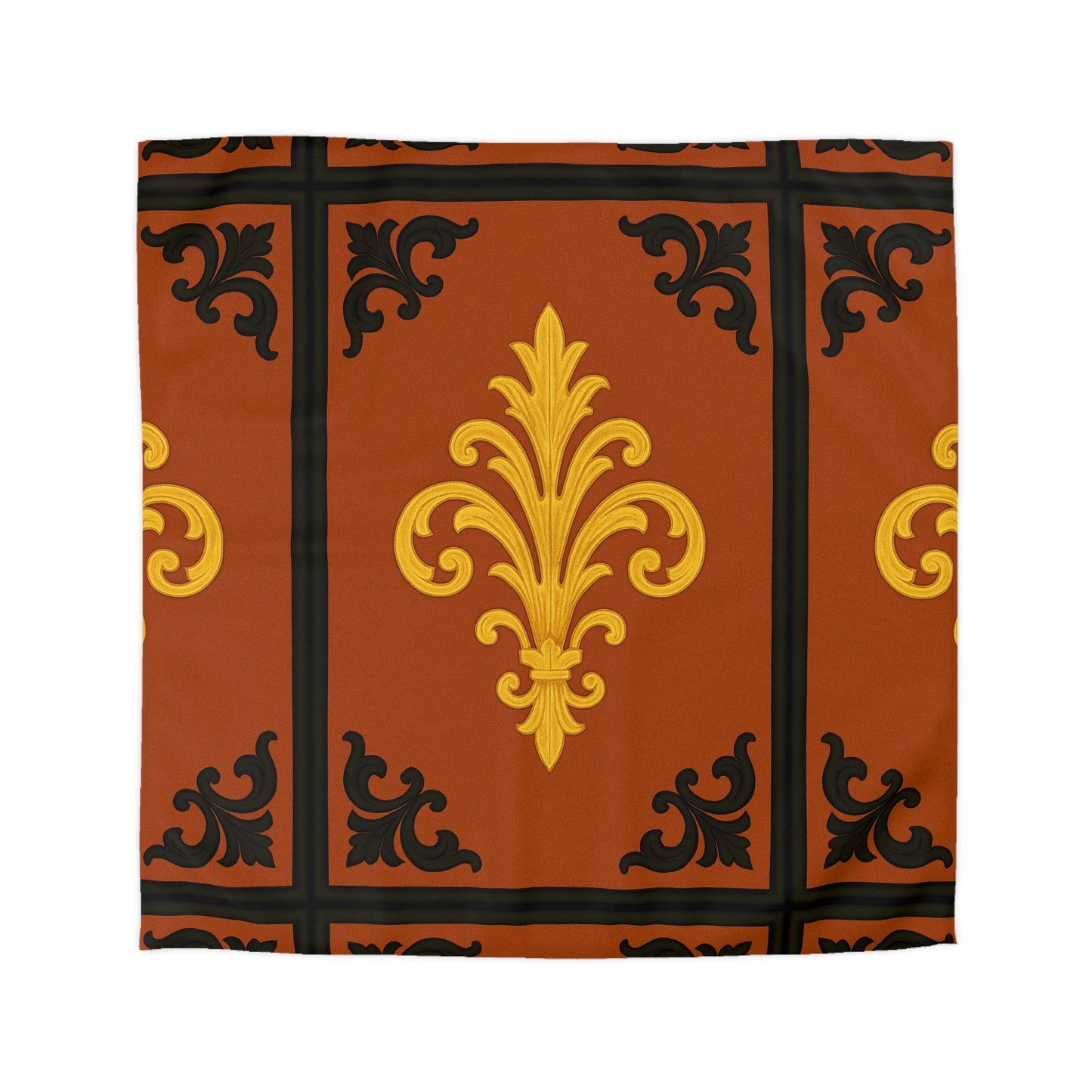 Dusk Terracotta Baroque Duvet Cover — Dusk Terracotta & Gold Tile Pattern