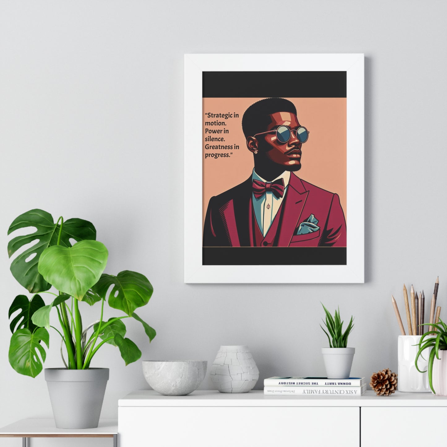 Stylish Framed Vertical Poster - Modern Art for Home Decor - "Strategic in Motion....."