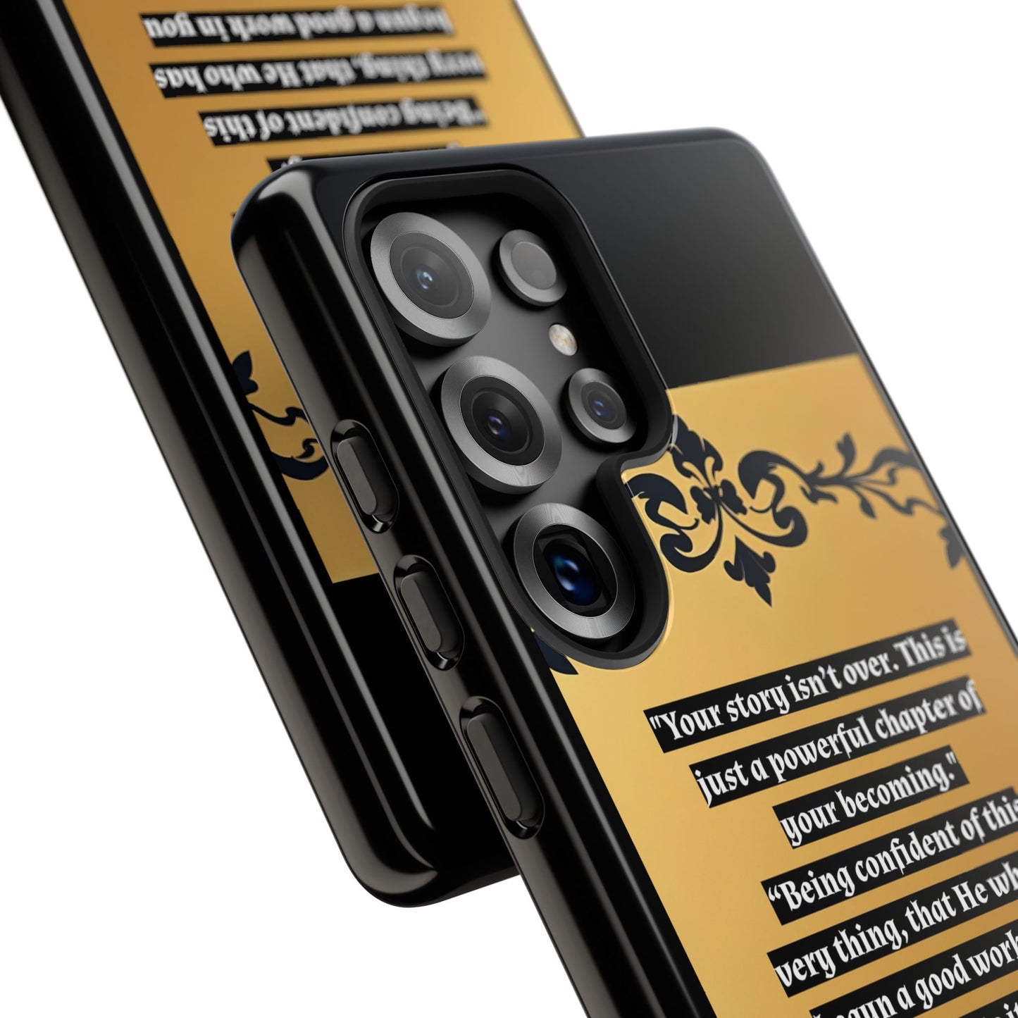 Elegant Floral Motif Phone Case - Tough Cases with Vintage Design - "Your story isn't over"