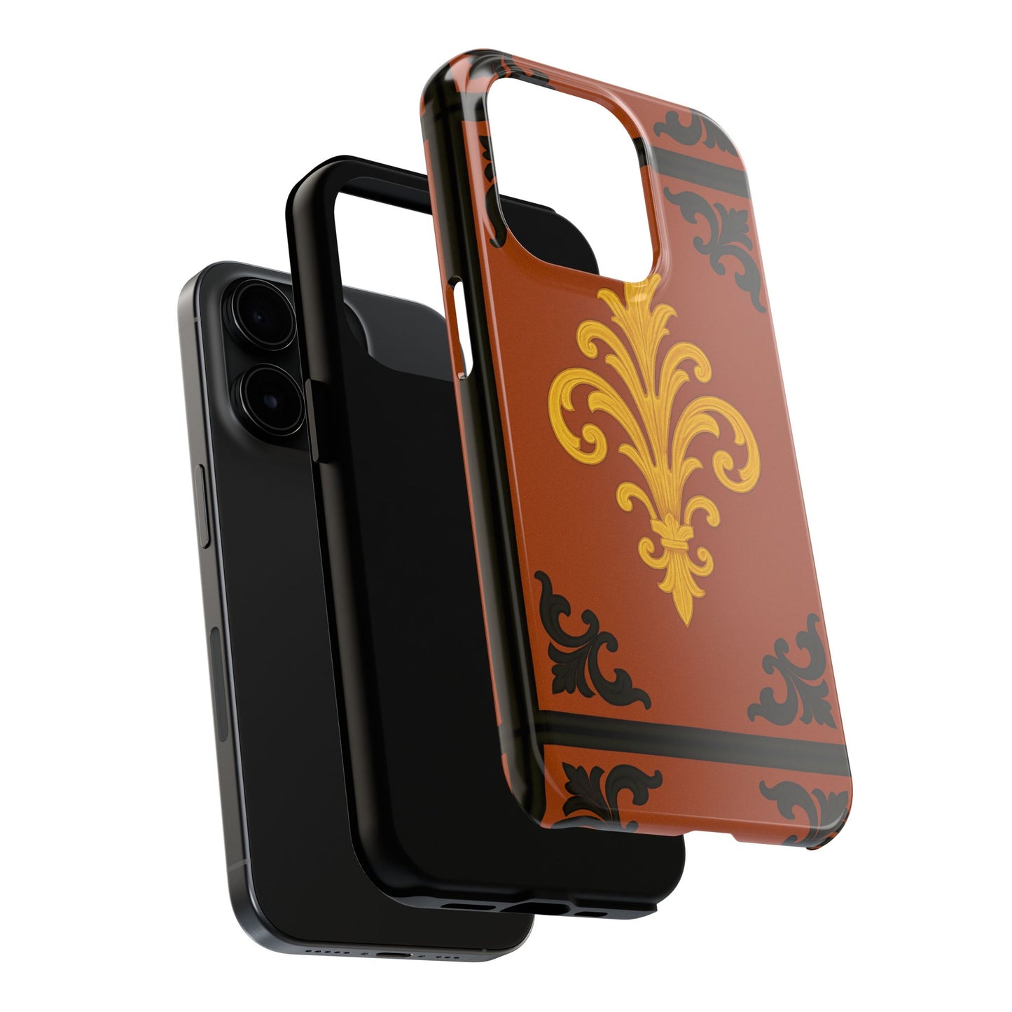 Dusk Terracotta Baroque Tough Phone Case — Vintage Baroque Design, Protective iPhone Cover