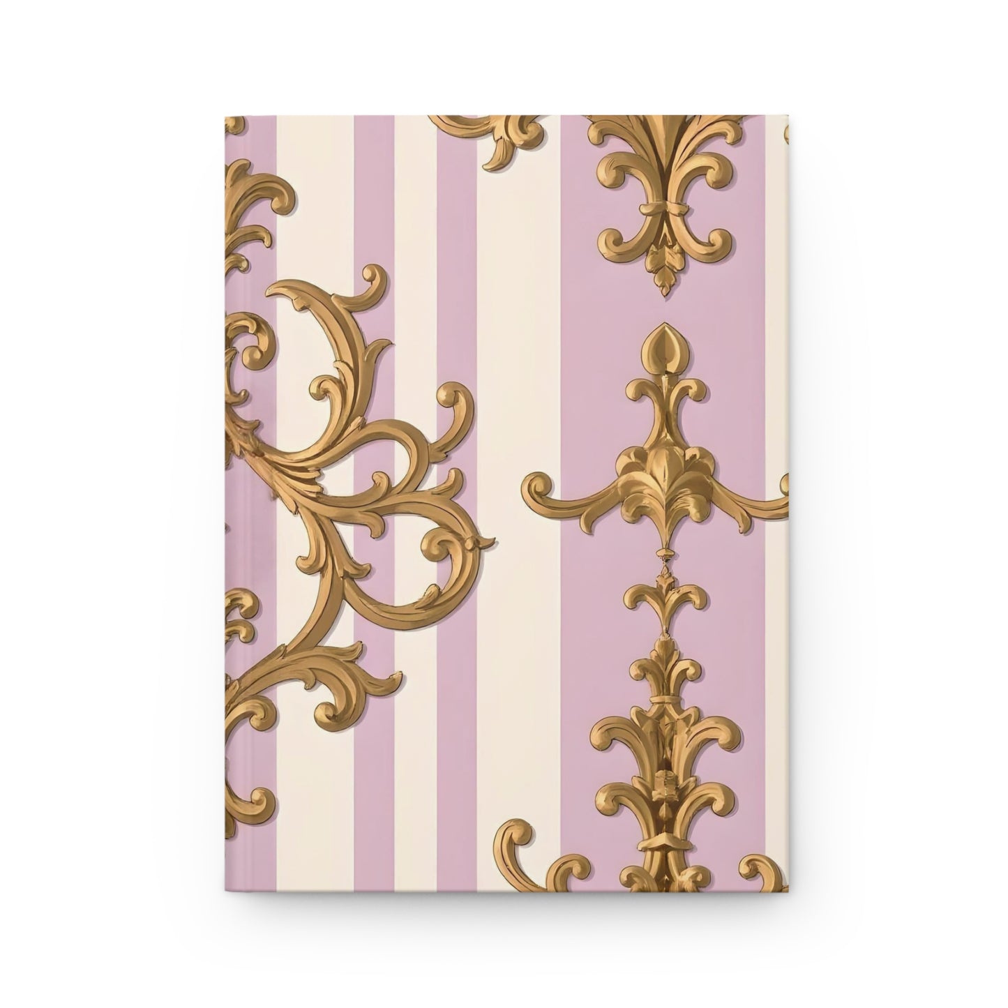 Elegant Gold-Flecked Journal | Luxe Stationery, Gift for Writers, Wedding Planner, Notepad for Home Office - Lilac & Alabaster Striped Gold Baroque