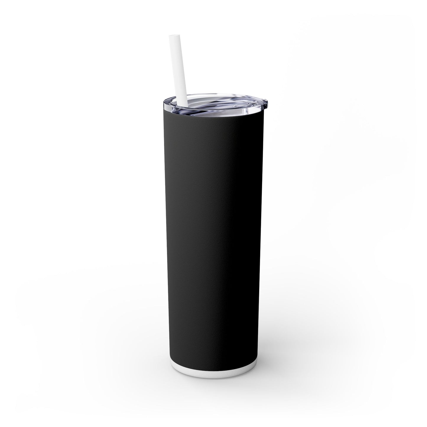 Stylish Black Skinny Tumbler with Straw, 20oz - Perfect for Coffee, Juice, and Smoothies, Ideal Gift for Any Occasion