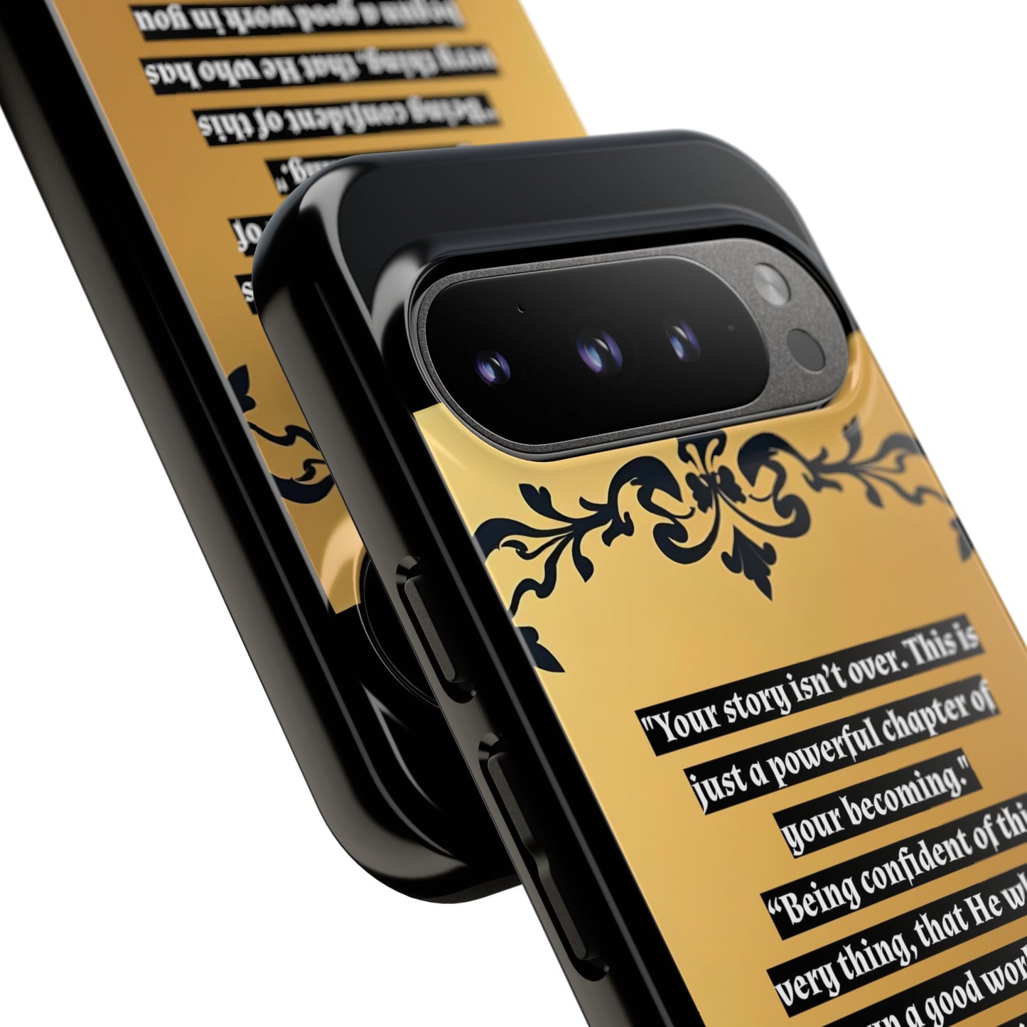 Elegant Floral Motif Phone Case - Tough Cases with Vintage Design - "Your story isn't over"