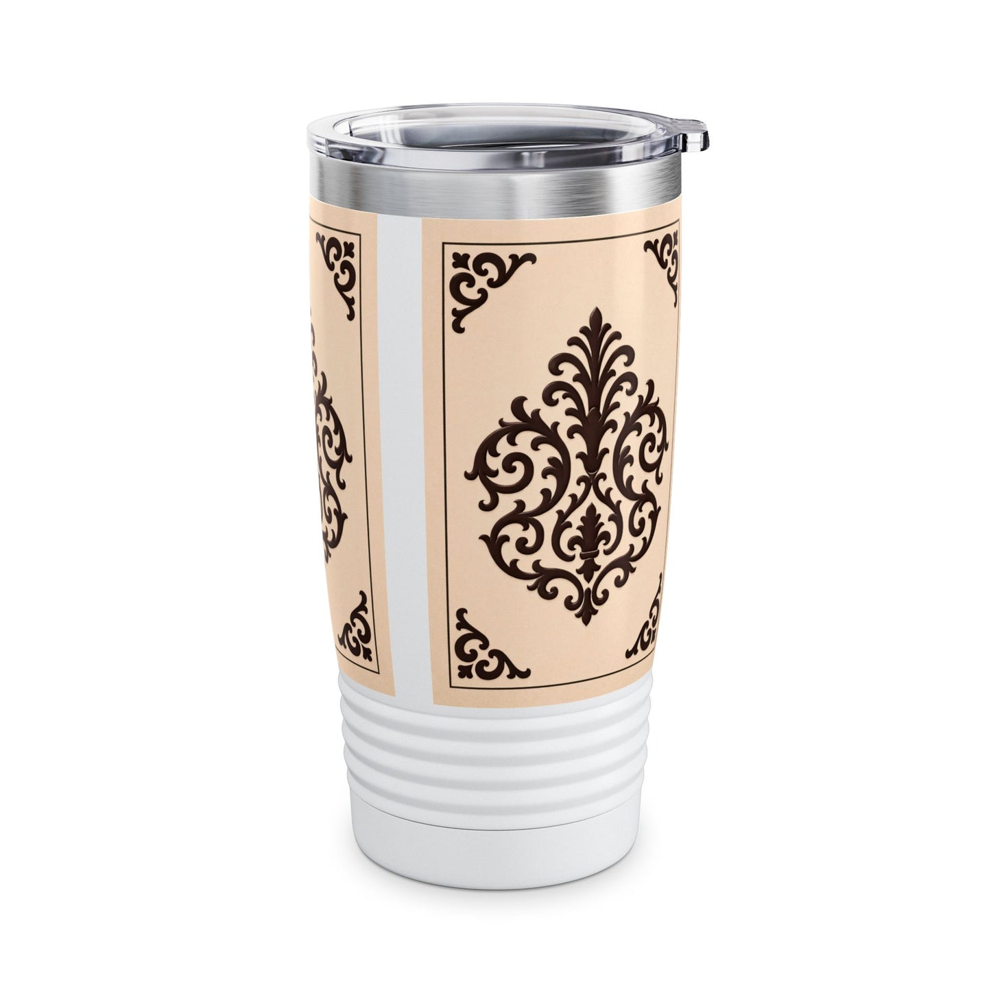 Almond-Beige & Brown Baroque 20oz Tumbler – Beige & Brown Insulated Travel Cup