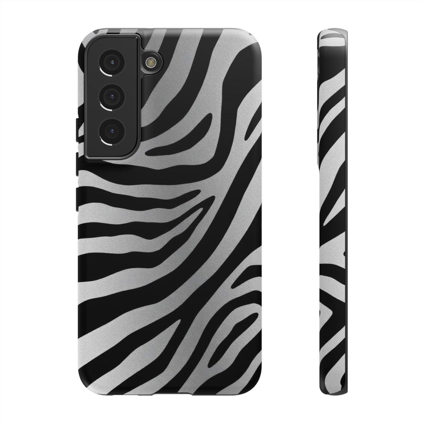 Zebra Print Tough Phone Case - Silver