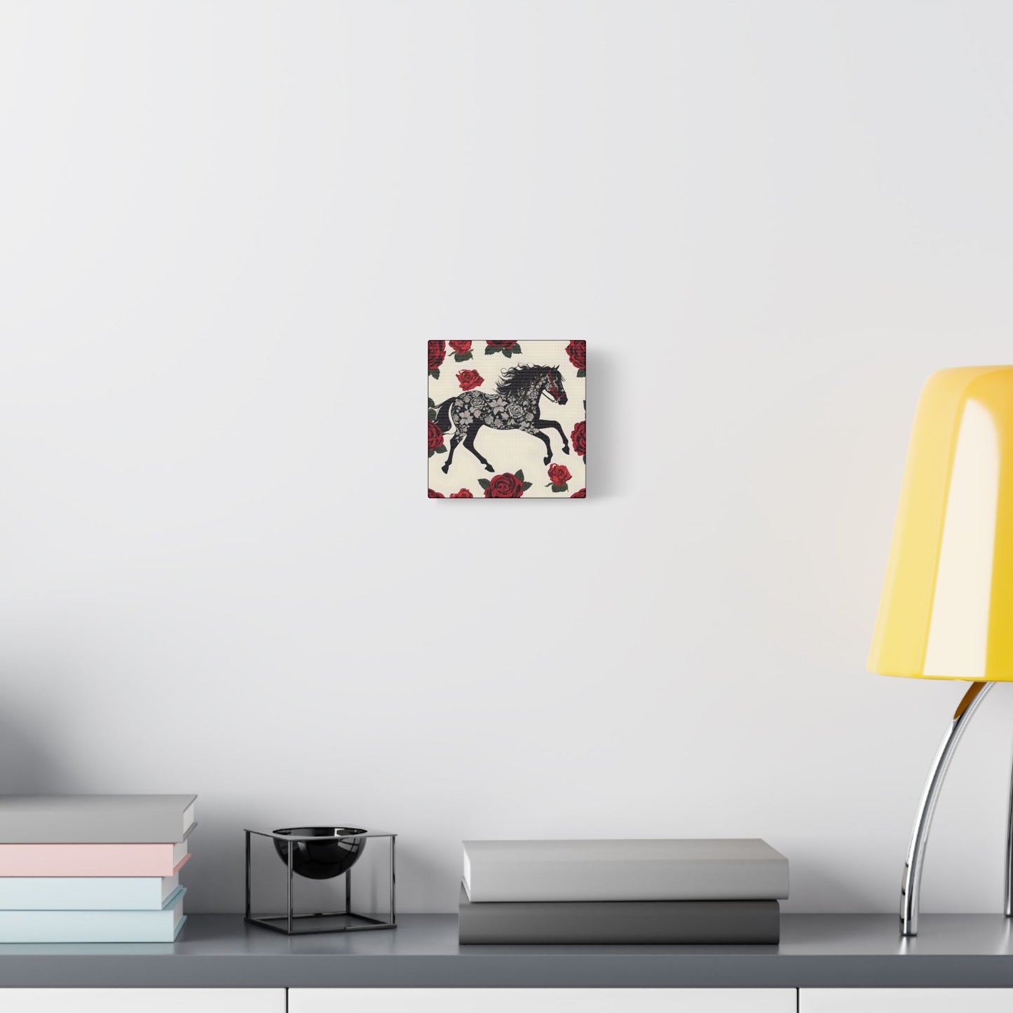 Art Print Canvas, Wall Decor, Satin Stretched Canvas, Equestrian Art, Office Decor, Home Decor - Horse & Roses