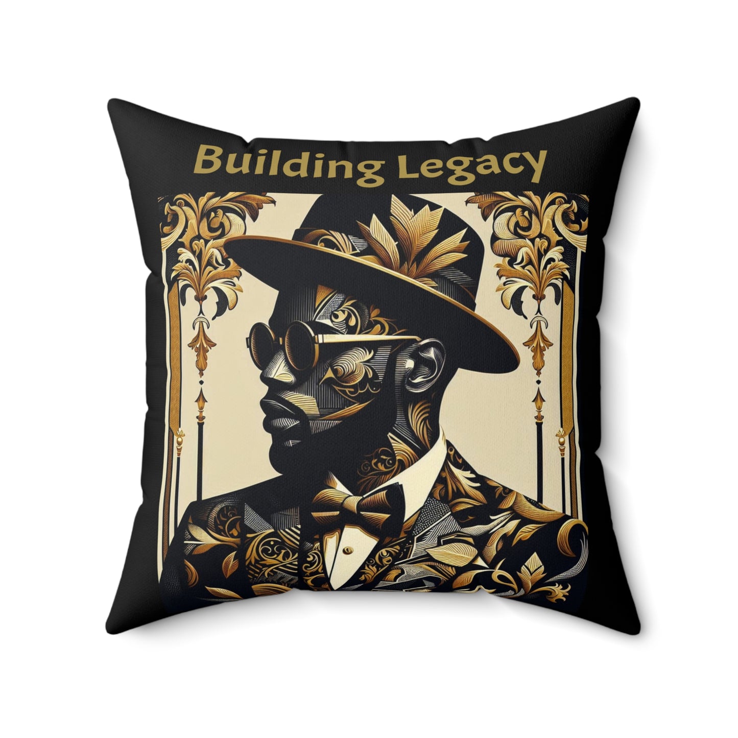 Building Legacy Faux Suede Pillow, Artistic Home Decor, Modern Throw Pillow, Elegant Cushions, Gift for Him