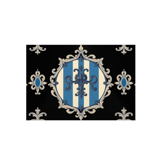 Elegant Blue & Alabaster Striped Baroque Decorative Foam Board Art, Home Decor Wall Display, Unique Gift for Housewarming, Event Decorations