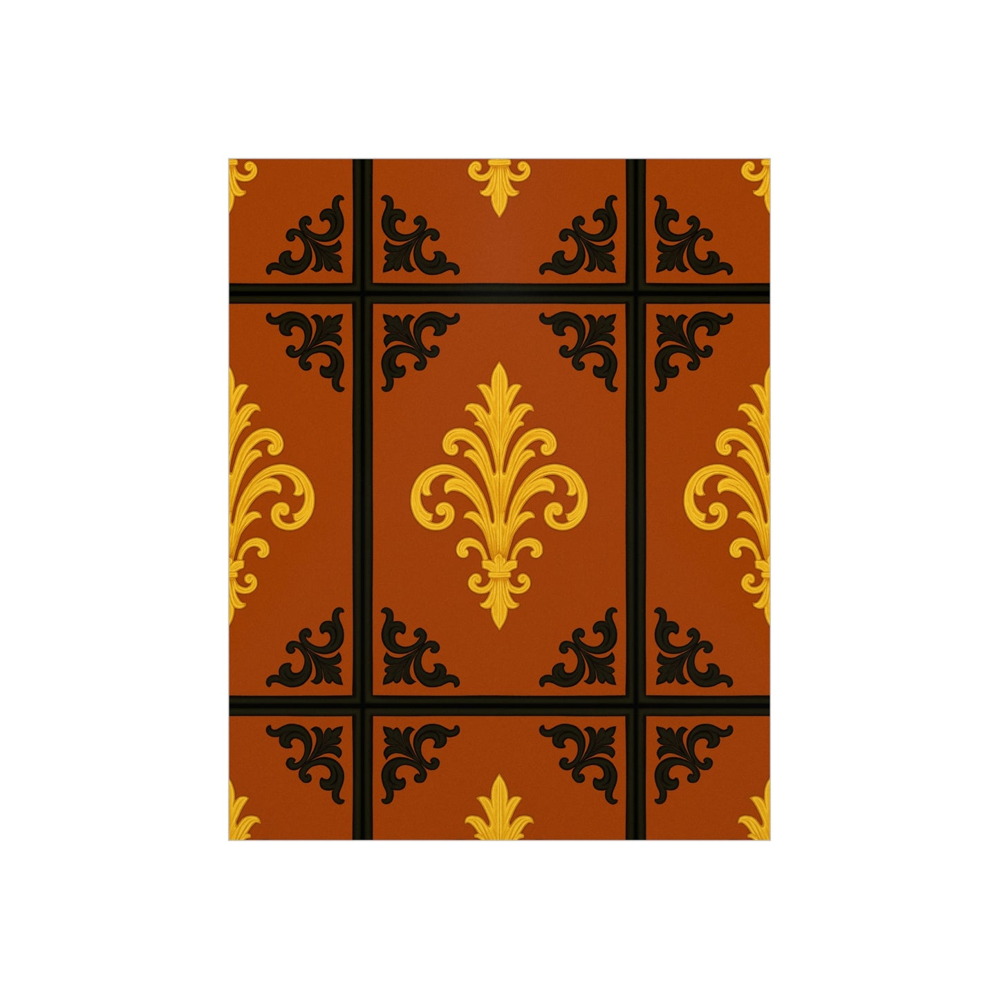 Dusk Terracotta Baroque Foam Board — Baroque Pattern Wall Art (Dusk Terracotta, Gold & Black)