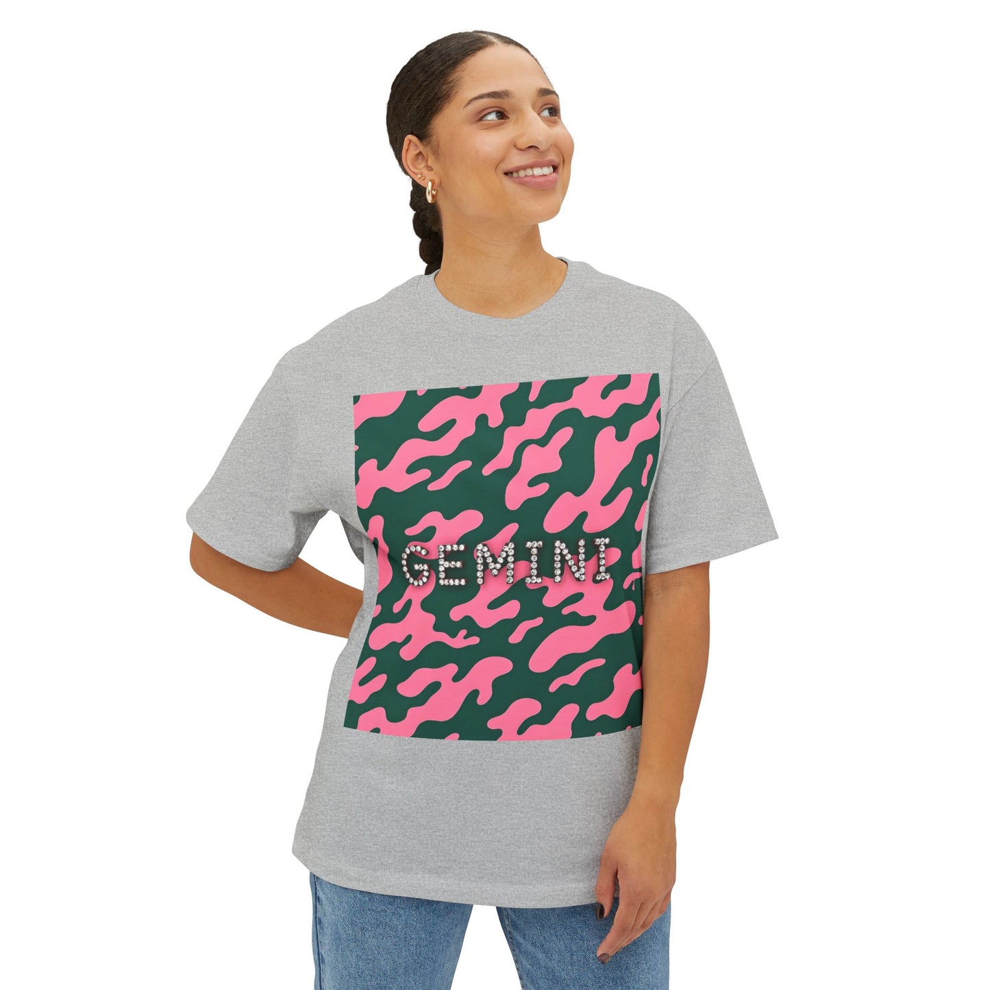 Gemini Camo Oversized Tee - Perfect for Astrology Lovers