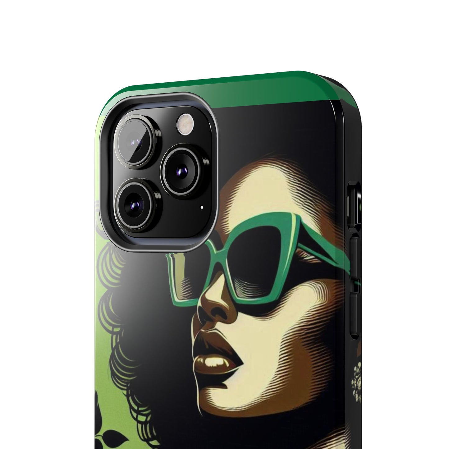 Chic Tough Phone Case | Artistic Green & Black Design | Phone Protection, Gift for Her, Stylish Accessory, Trendy Tech - Lady in Green